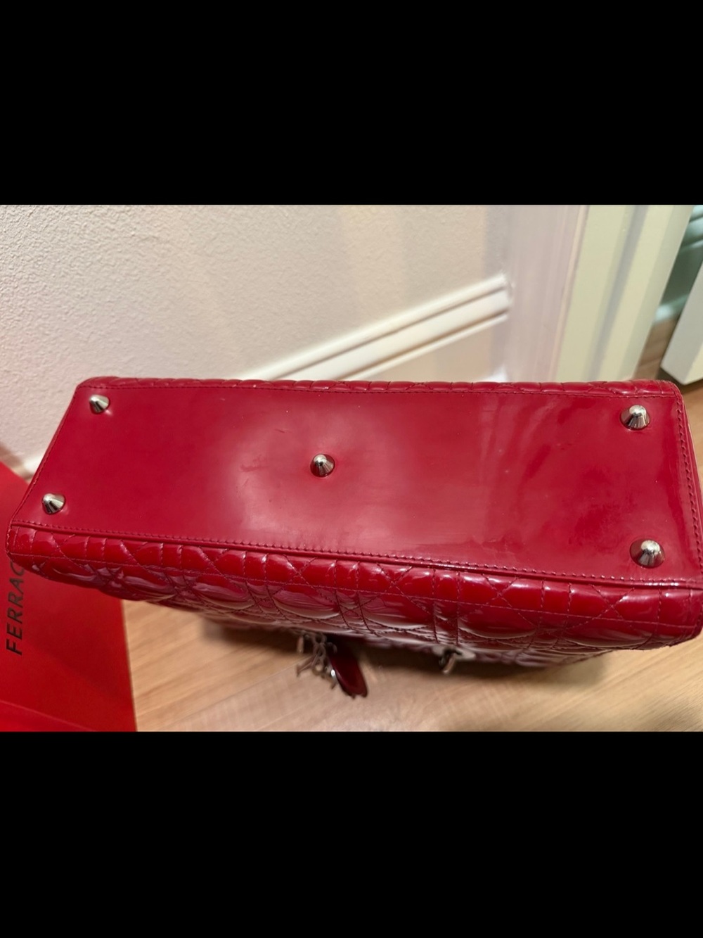 Dior Red Patent Cannage Leather Large Lady Dior - Picture 6 of 12